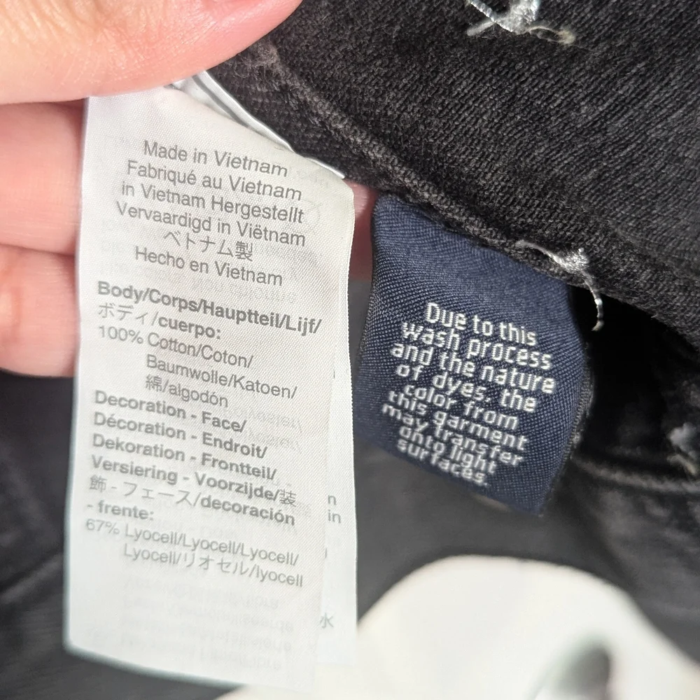 Madewell Boxy Crop Denim Jacket Stitched Silver Dot Black XS - Picture 5 of 5